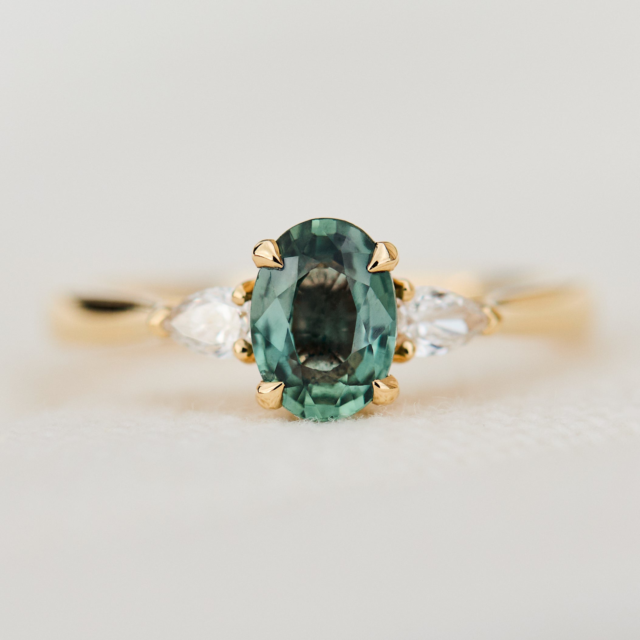 Oval Green Sapphire Engagement Ring