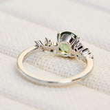 oval green sapphire platinum engagement ring