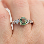 oval green sapphire platinum engagement ring