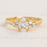 oval lab grown diamond engagement ring set in 18ct yellow gold