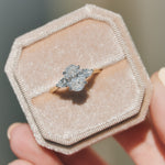 oval lab grown diamond yellow gold and platinum engagement ring