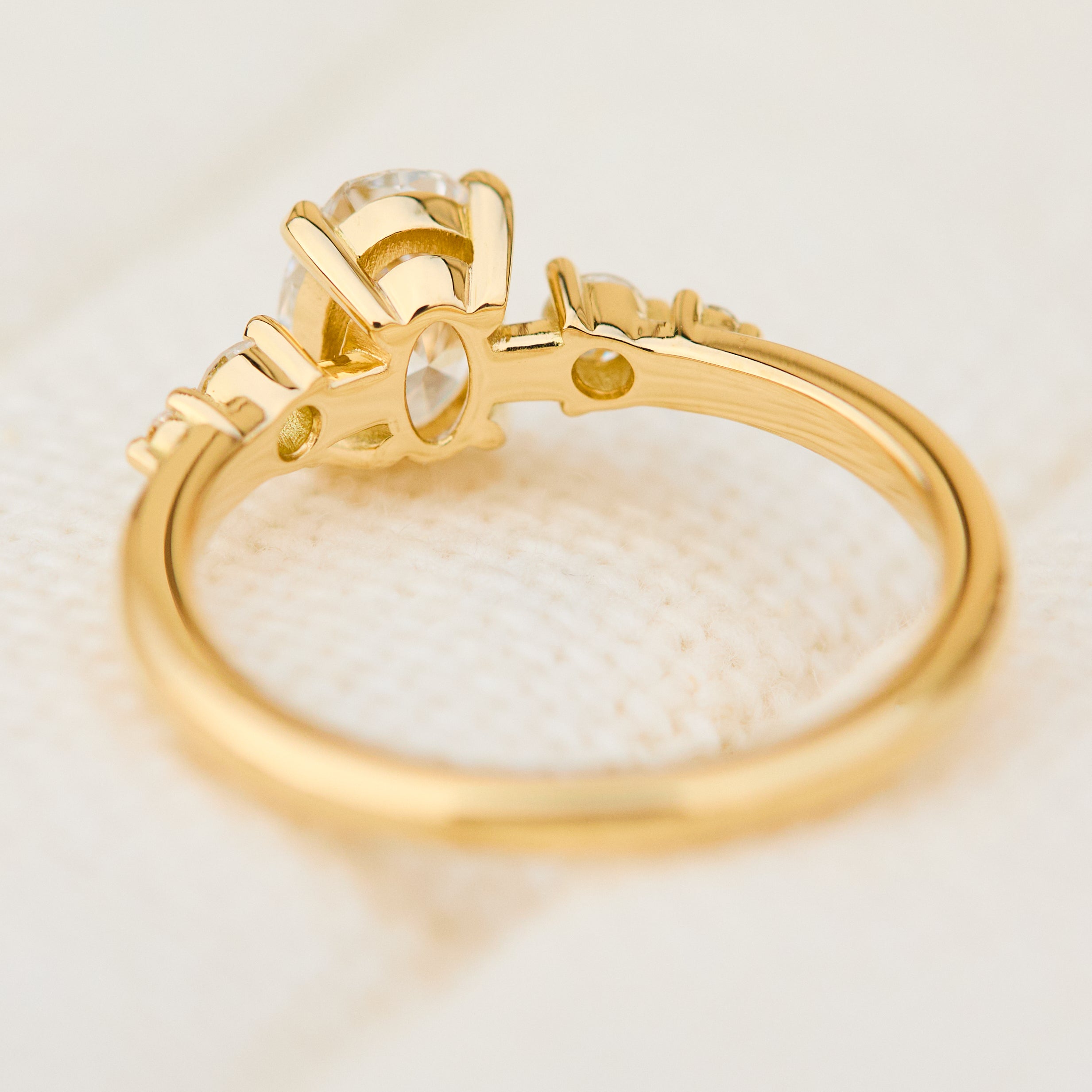 oval lab grown diamond yellow gold engagement ring uk