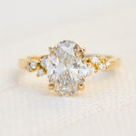 oval lab grown one of a kind diamond engagement ring set in yellow gold