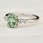 oval mint green montana sapphire engagement ring set in platinum