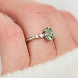 oval mint green montana sapphire engagement ring set in platinum