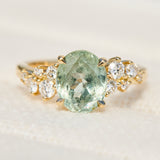 oval mint green sapphire yellow gold engagement ring