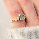 oval mint green sapphire yellow gold engagement ring