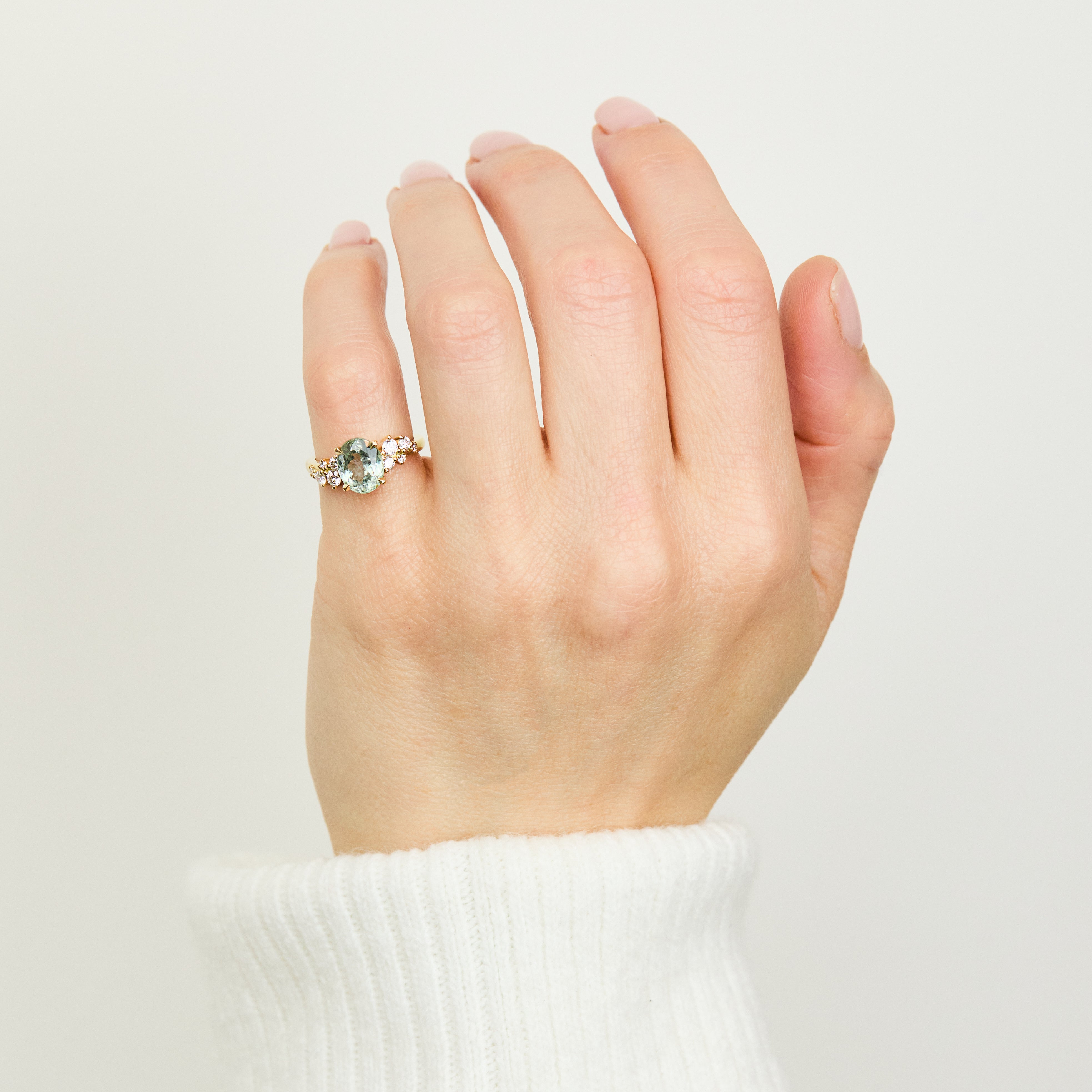 Oval Montana Mint Green Sapphire 
Engagement Ring, Cruz Setting