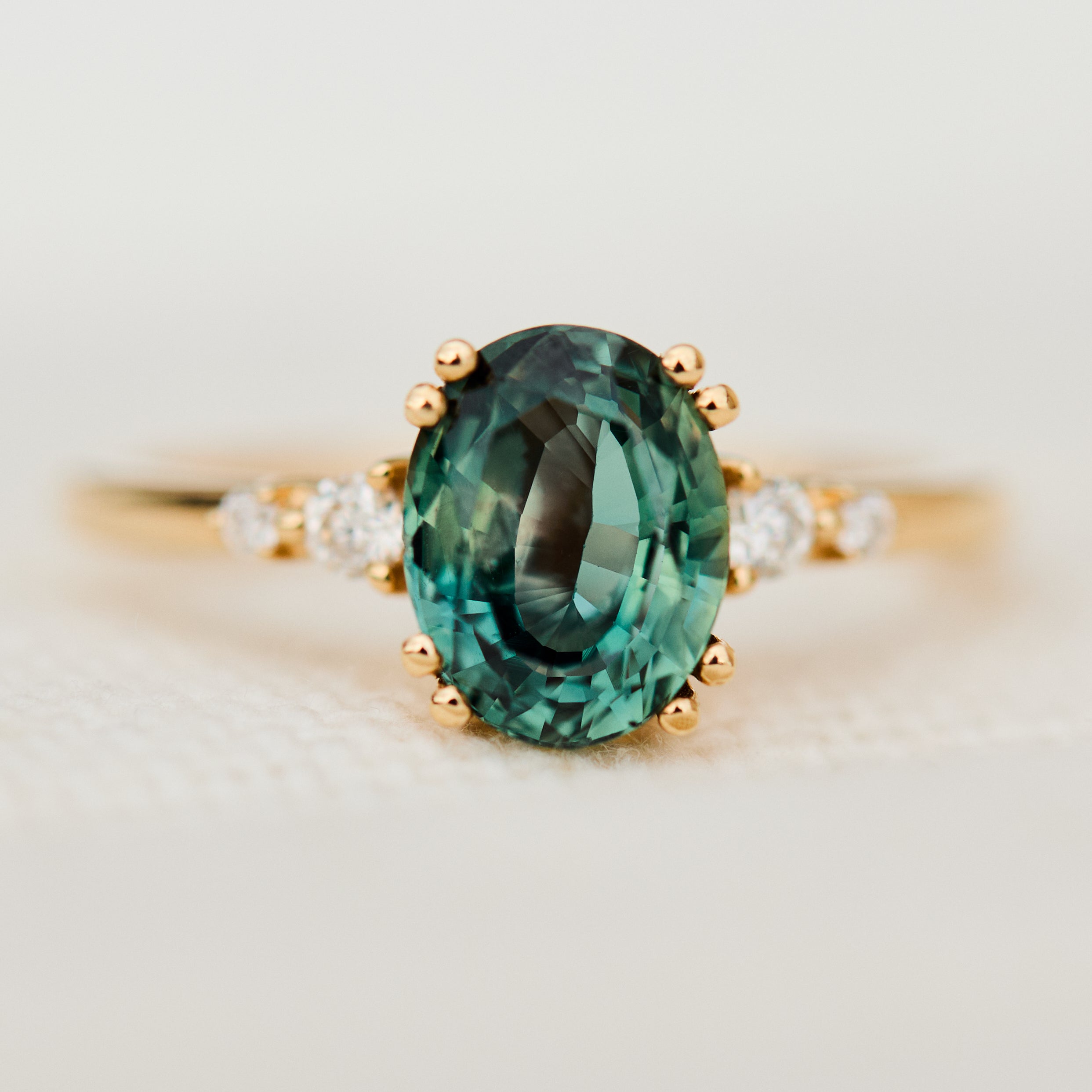 Oval Teal Montana Sapphire Engagement Ring