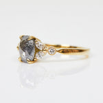 18ct yellow gold salt and pepper oval diamond engagement one-of-a-kind ring