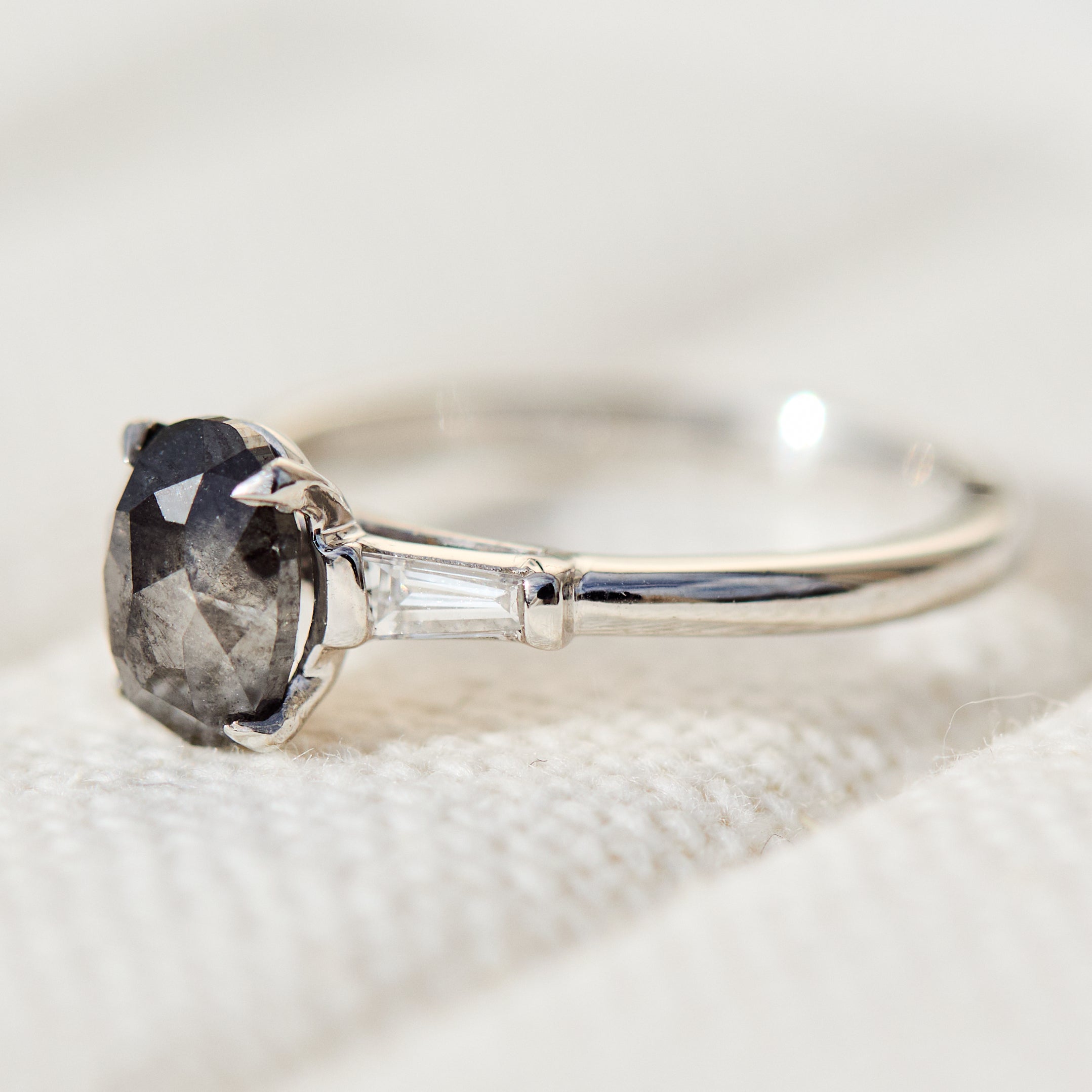 Salt and pepper engagement ring