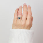 Teal Sapphire Engagement Ring, Iris Setting