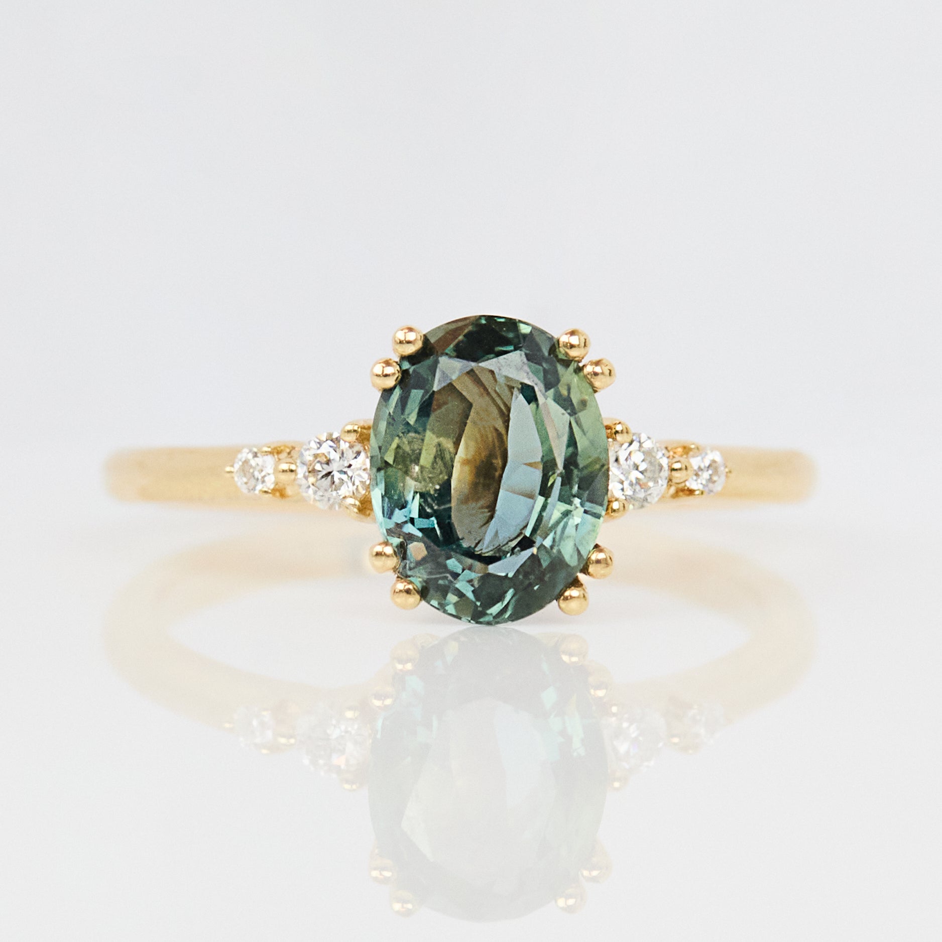 Oval Teal Montana Sapphire Engagement Ring