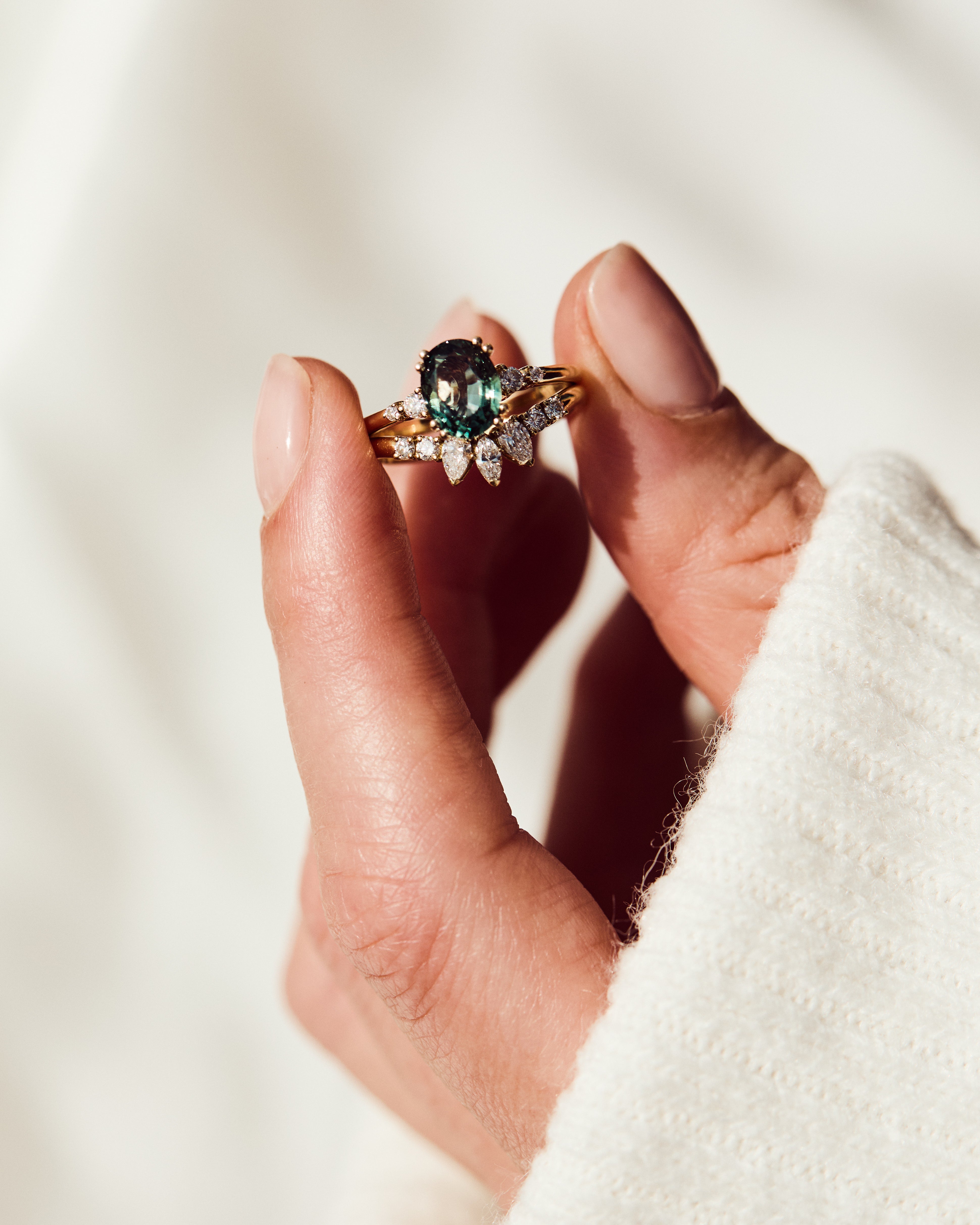 Oval Teal Montana Sapphire Engagement Ring