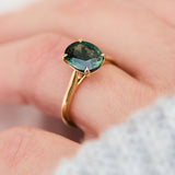 oval teal sapphire solitaire ring