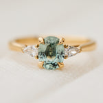 Oval Unheated Green Sapphire Engagement Ring