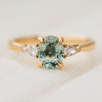 Oval Unheated Green Sapphire Engagement Ring