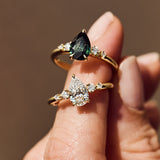 Pear Diamond and Sapphire Engagement Rings