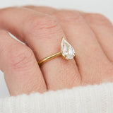 pear shape lab grown diamond yellow gold solitaire engagement ring