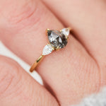 Pear Shape Salt and Pepper Diamond Engagement Ring