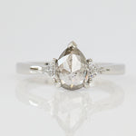 Pear Shape Salt and Pepper Diamond Engagement Ring