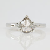 Pear Shape Salt and Pepper Diamond Engagement Ring