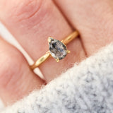 pear shape salt and pepper diamond engagement solitaire ring