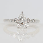 pear shape lab grown diamond platinum engagement ring