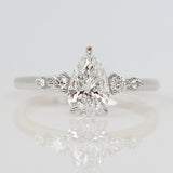 pear shape lab grown diamond platinum engagement ring