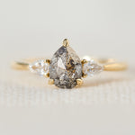 Pear Shape Salt and Pepper Diamond Engagement Ring