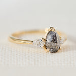 Pear Shape Salt and Pepper Diamond Engagement Ring