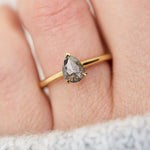 pear shape salt and pepper solitaire ring