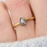 pear shape salt and pepper solitaire ring