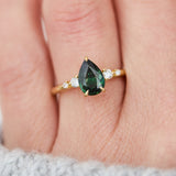 Pear Green Sapphire Engagement Ring