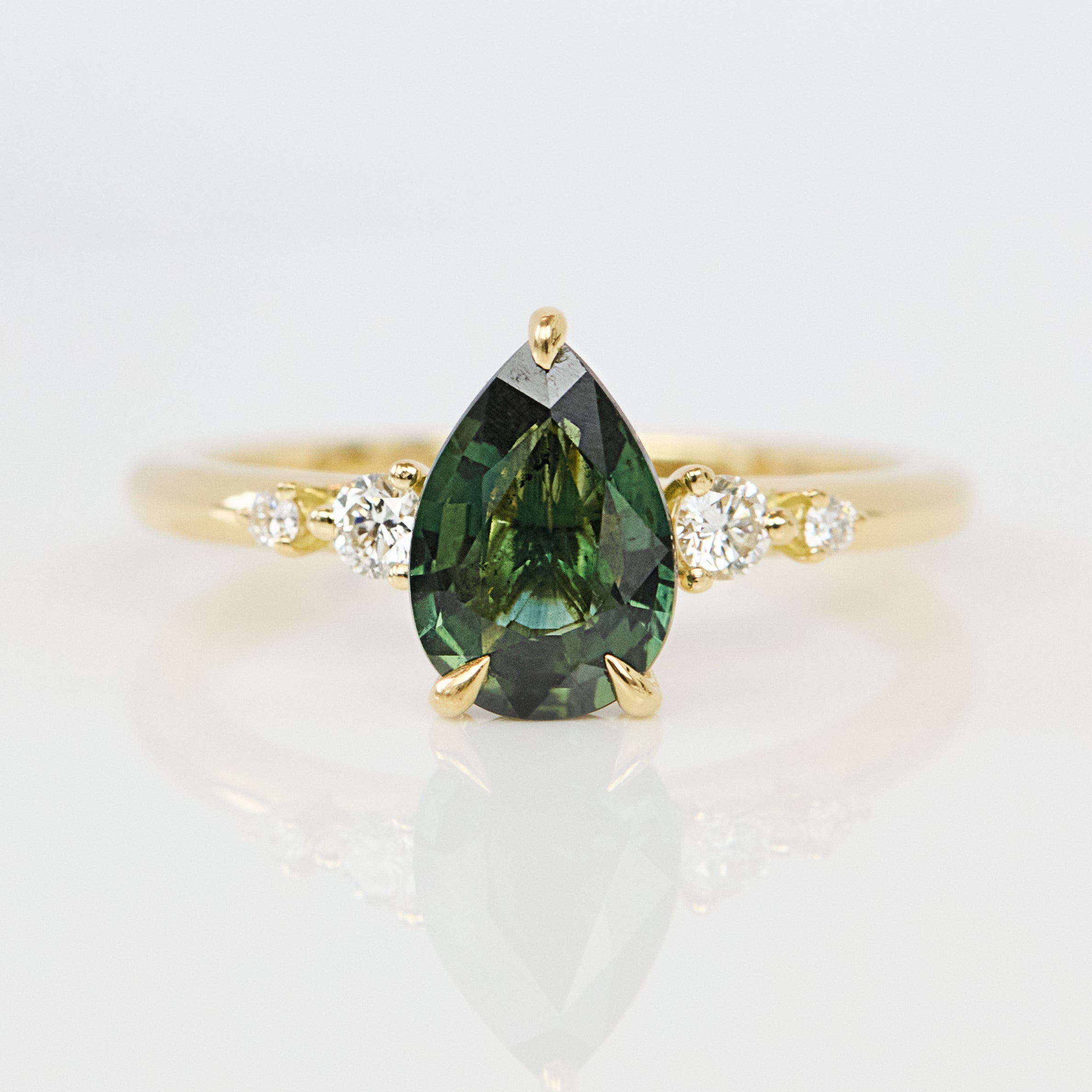 Pear Green Sapphire Engagement Ring