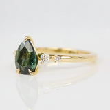 Pear Green Sapphire Engagement Ring