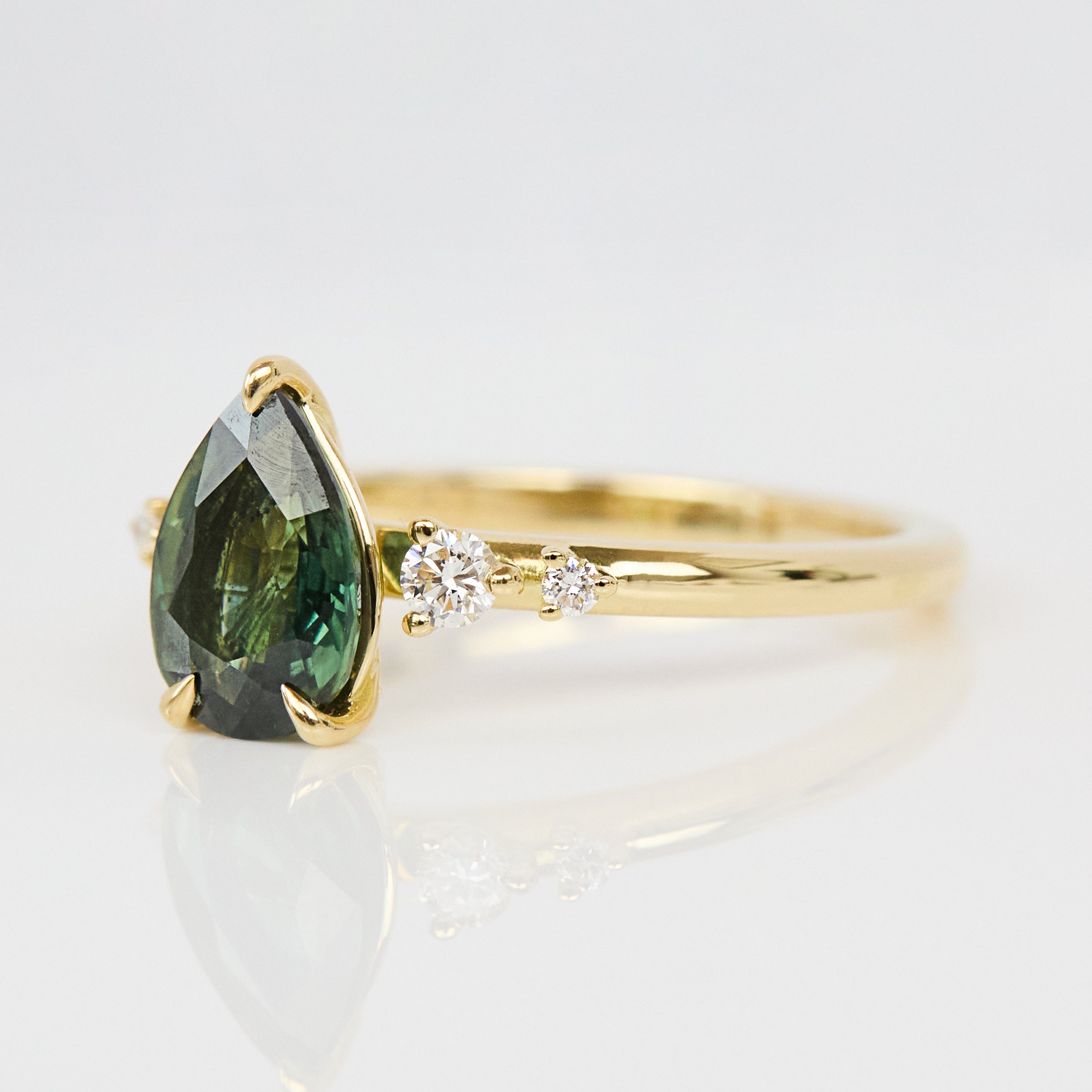 Pear Green Sapphire Engagement Ring