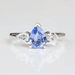 Pear Shape Blue Sapphire Engagement Ring, Luna Setting