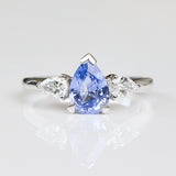 Pear Shape Blue Sapphire Engagement Ring, Luna Setting
