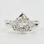 Pear Shape Salt and Pepper Diamond Engagement Ring