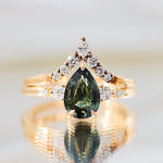 Pear Green Sapphire Engagement Ring