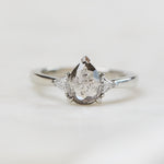 Pear Shape Salt and Pepper Diamond Engagement Ring