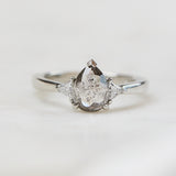 Pear Shape Salt and Pepper Diamond Engagement Ring