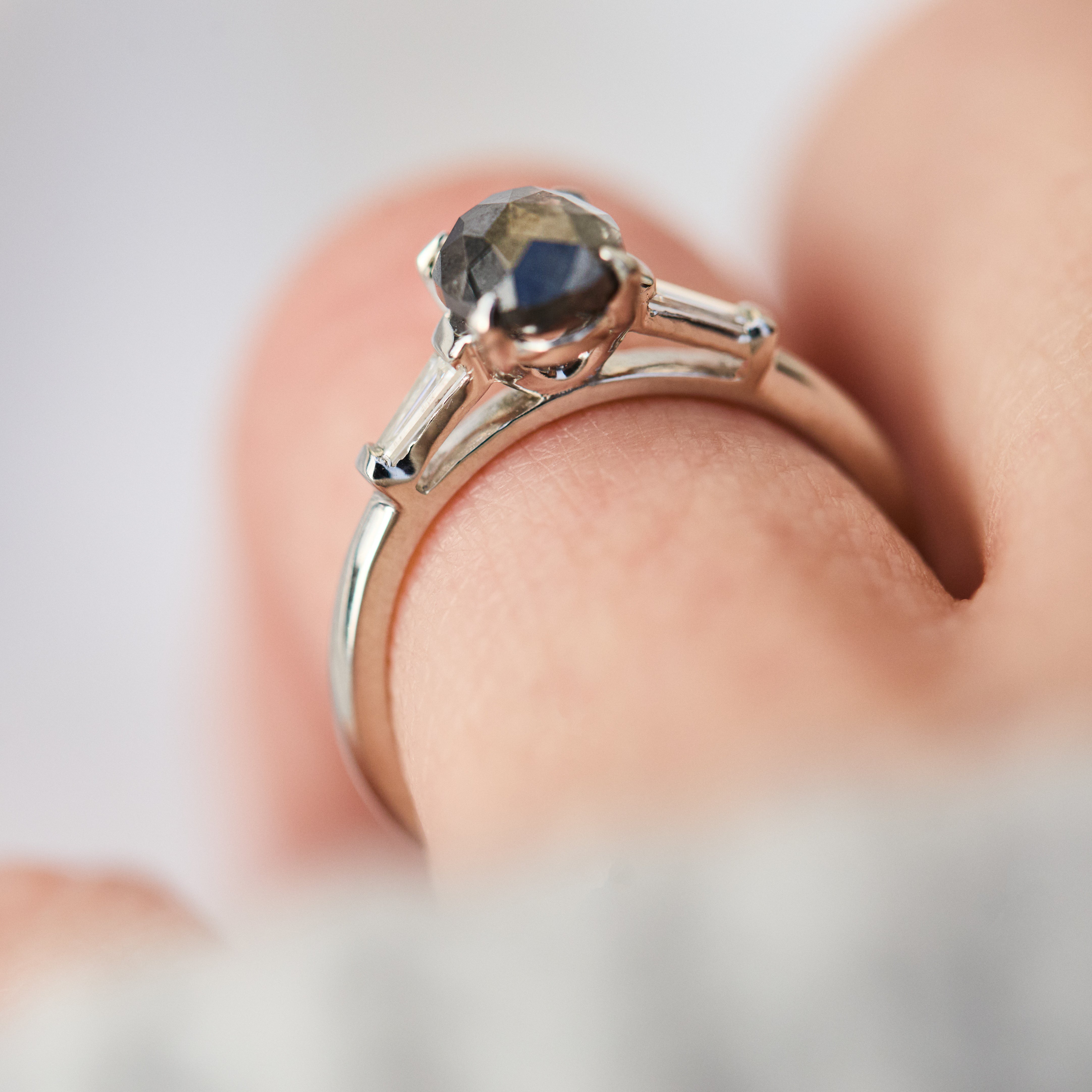 Salt and pepper engagement ring