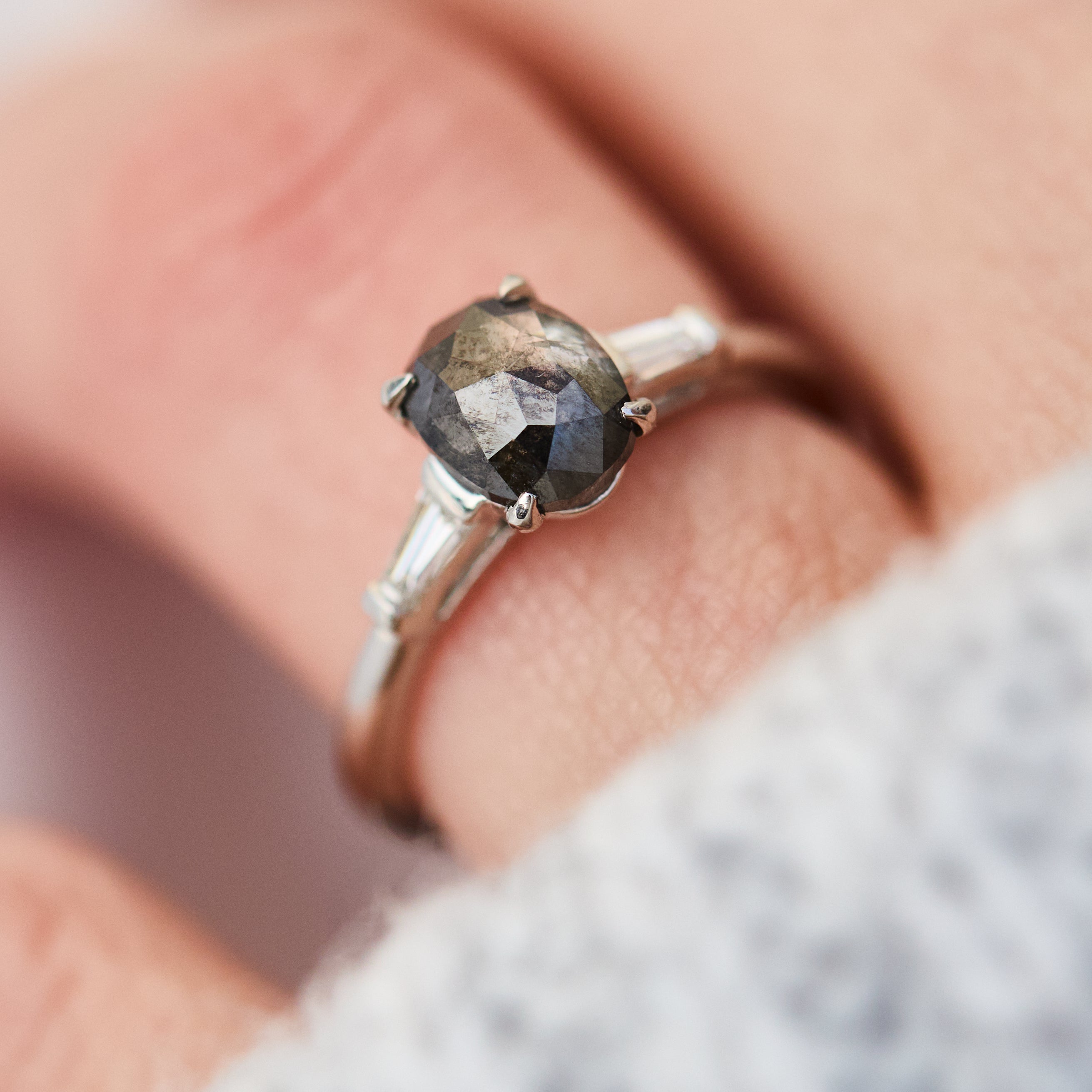 Salt and pepper engagement ring