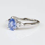 Pear Shape Blue Sapphire Engagement Ring, Luna Setting
