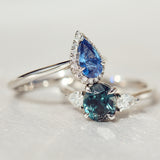 platinum coloured gemstone and diamond rings