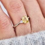 platinum cushion cut yellow sapphire timeless engagement ring