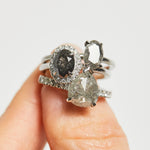 Platinum salt and pepper pear diamond engagement solitaire ring