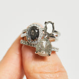 Platinum salt and pepper pear diamond engagement solitaire ring